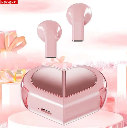 Heart-shaped Rotatable Wireless Bluetooth Earphones Stereo Sound Headphones Touch Control Earbuds Gamer Headsets gifts for girl