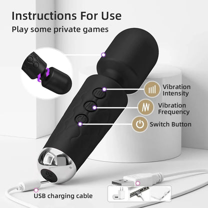 Portable Electric Massage Stick with 8 Adjustable 20 Modes, Suitable for The Back/Neck/Legs/Waist, Relieving Fatigue