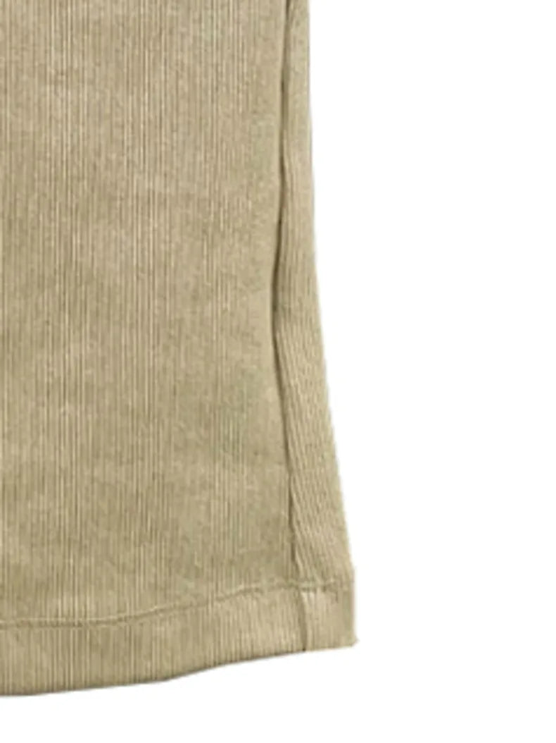 DEAT Fashion Women's Tops Round Neck Hollow Out Khaki Sleeveless Suspender Tank Tops Summer 2024 New Trendy 17A5505H