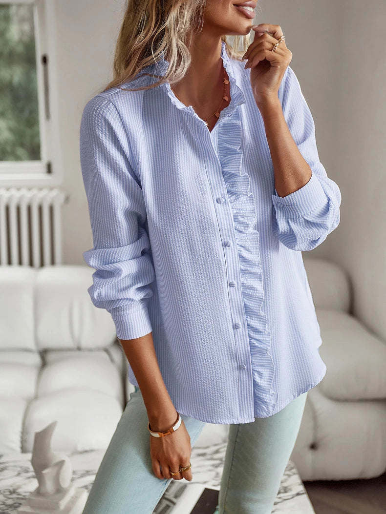 EtherealBe Casual Comfort Tops for Women - Chic Ruffle Blouse