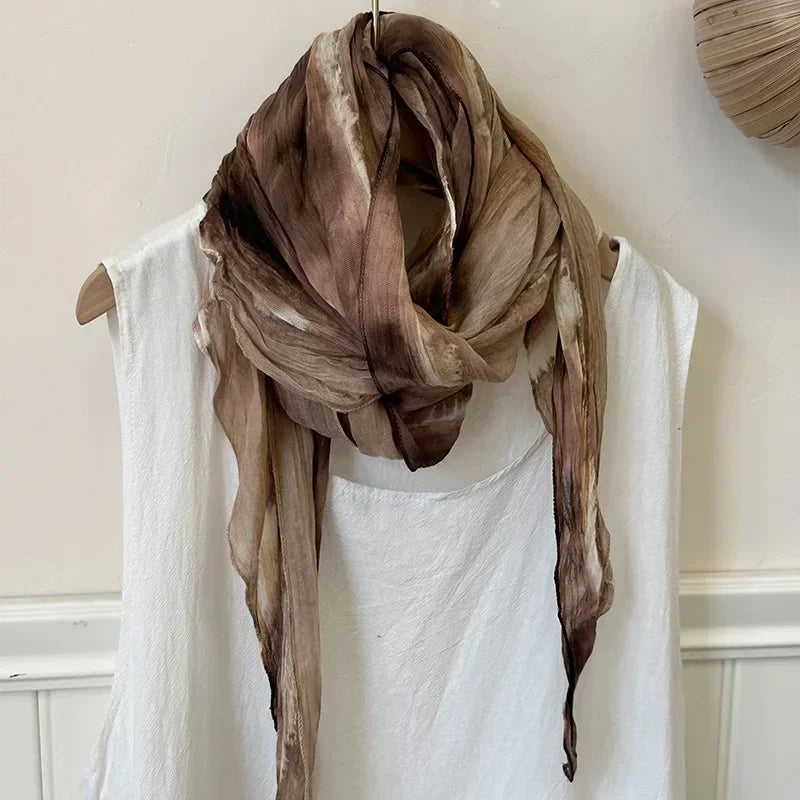 VREOVOR Tie-dye Scarf New Literary Style Thin Spring and Summer Shawl Clothing Outer Shawl Retro Fashion Trend