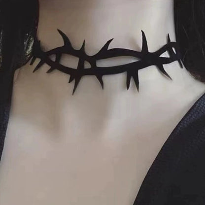Black Lace Velvet Thorn Necklace For Women Gothic Punk Rock Choker Necklace Fashion Party Chokers Necklaces YK2 Jewelry Gifts