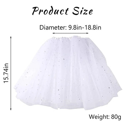 White LED Halloween tutu skirt for women with star accents and adjustable size for festive occasions