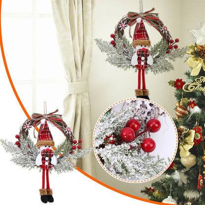 Christmas Wooden Hanging Garland Multifunctional Holiday Art Wreath with Bowknot Festival Theme for Holiday Indoor Outdoor Decor