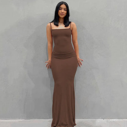 Satin Slip Sleeveless Backless Maxi Dress Women 2023 Summer Bodycon Elegant Sexy Outfits Ladies Birthday Party Club Sundress