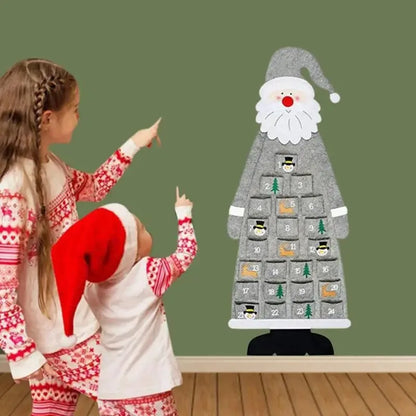 Christmas Felt Tree Advent Calendar Countdown Wall Hanging Festive Decorative Reusable Gift Santa Ornaments Party Decor Supplies