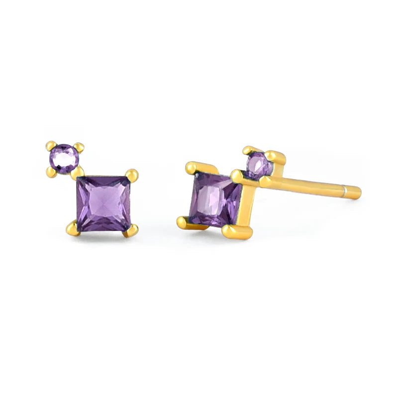 925 Sterling Silver Needle Small Geometry Triangle Crystal Stud Earring for Woman Lovers' Couples Bling Simple Piercing Earrings