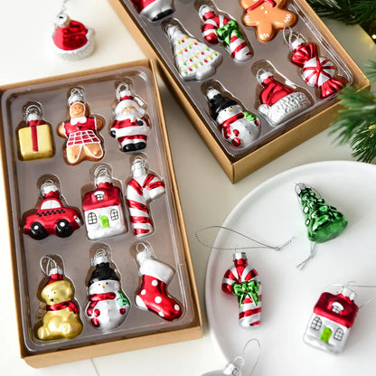 Christmas Set Glass Gingerbread Man Christmas Tree Ornaments Christmas Window Display Living Room Decorations Christmas Gifts