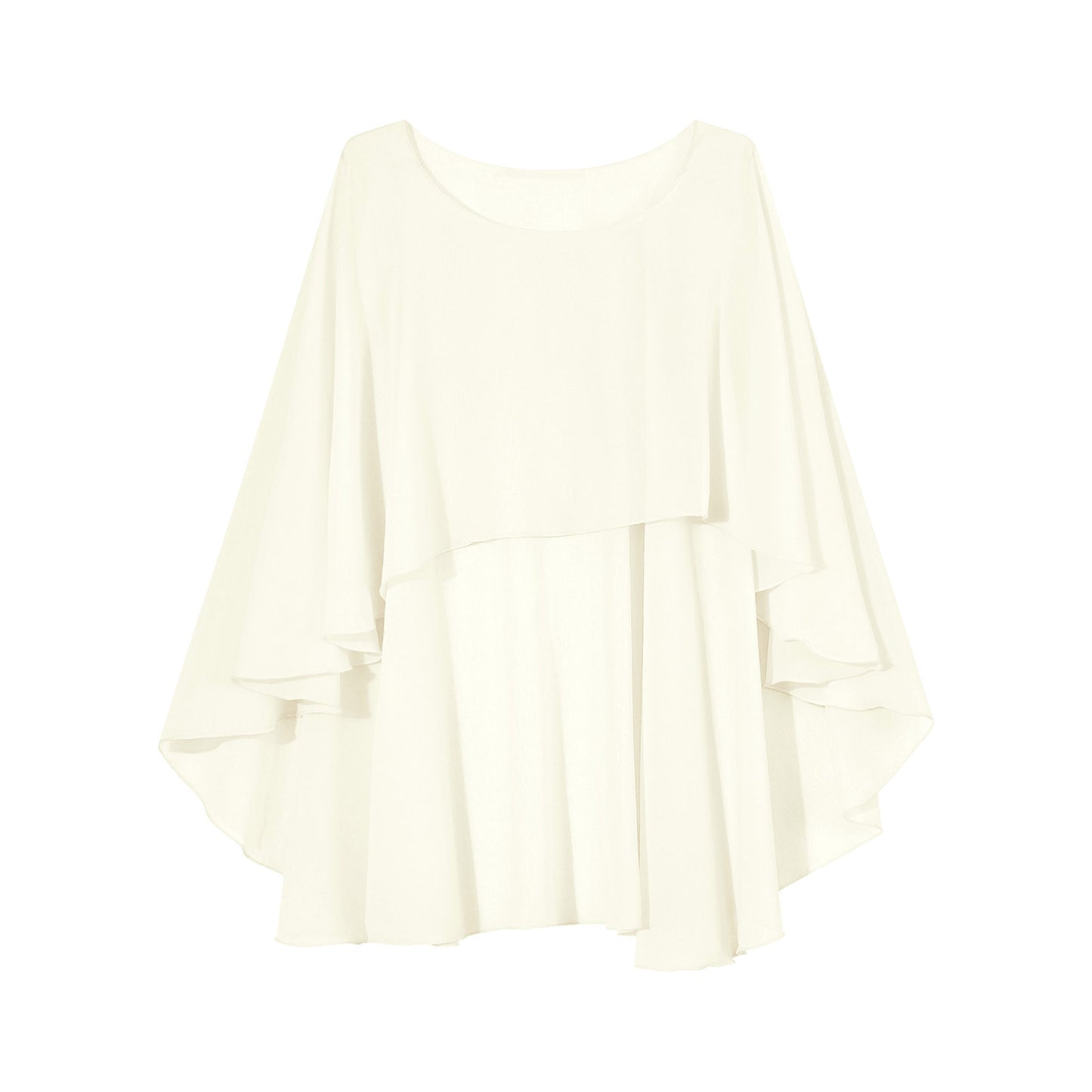 Women Chiffon Solid Pullover Capes Shawl Hi-low Hem Thin Soft Shrug Ponchos for Wedding Bridal Bridesmaid Evening Party Dress