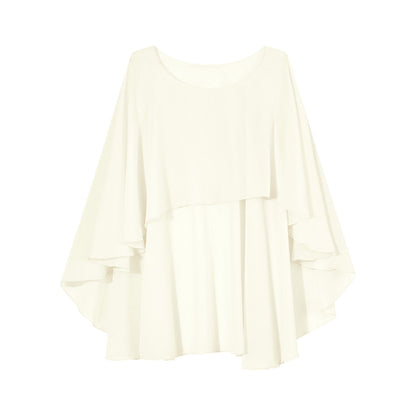 Women Chiffon Solid Pullover Capes Shawl Hi-low Hem Thin Soft Shrug Ponchos for Wedding Bridal Bridesmaid Evening Party Dress