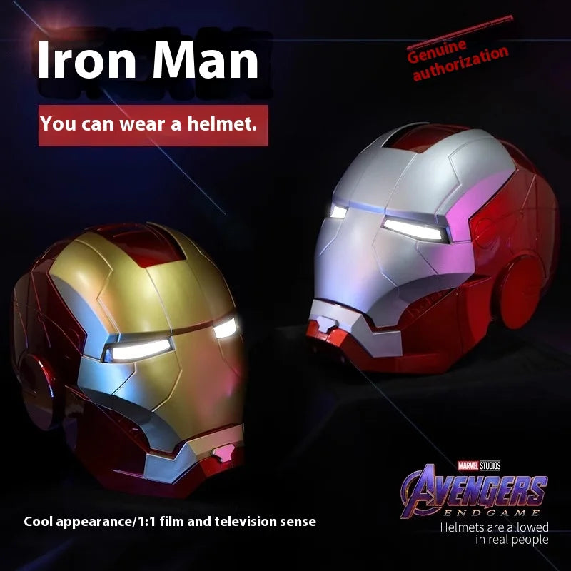 Iron Man 1/1 Cosplay Helmet Mk5 Electric Voice Control Helmet Led Eyes Metal Mask Model Toys Children Adults Christmas Gift