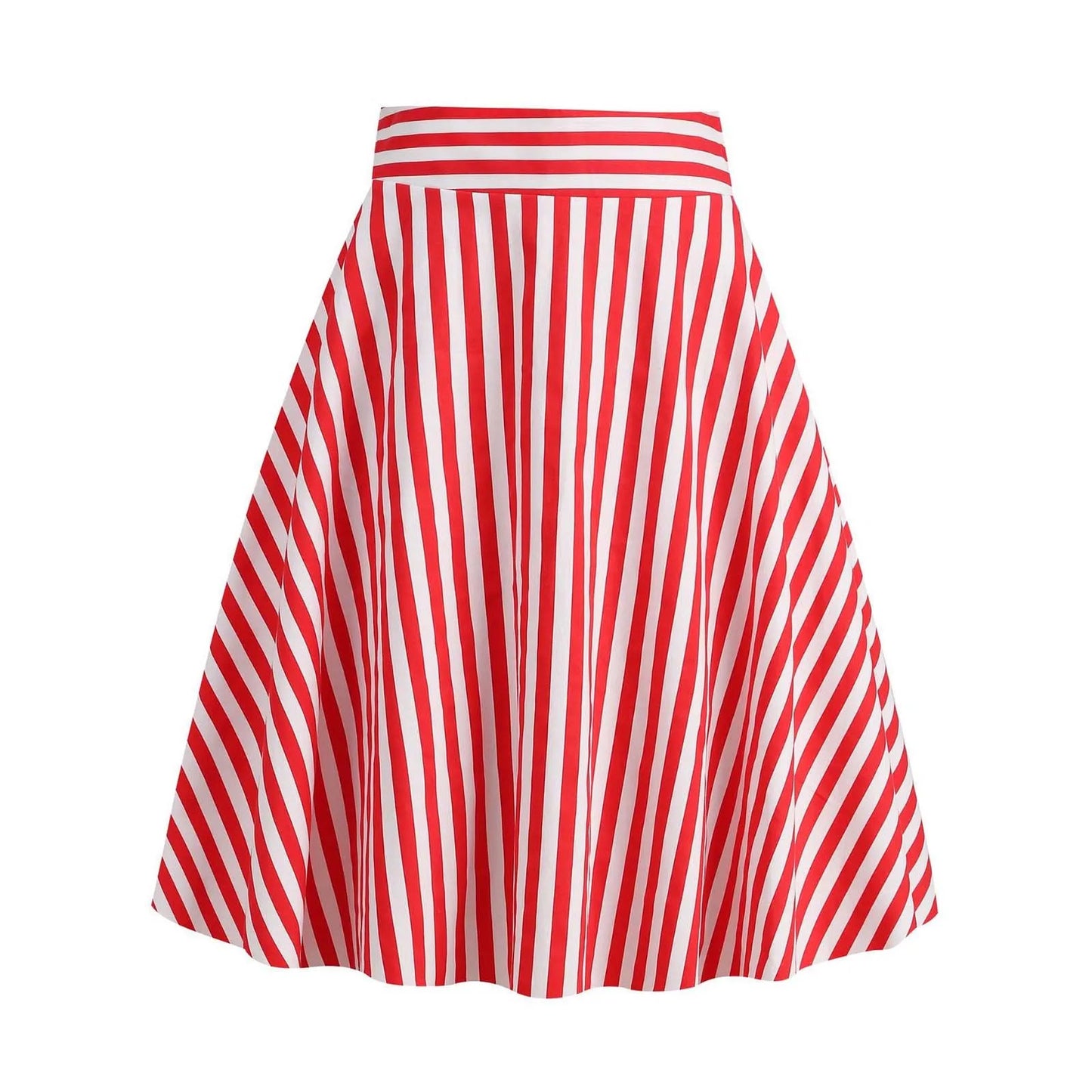 2025 Spring Summer Vintage Skirts Women Korean Fashion Striped Faldas Elegant Chic A-Line Swing Skirt Fashion Midi Skirts