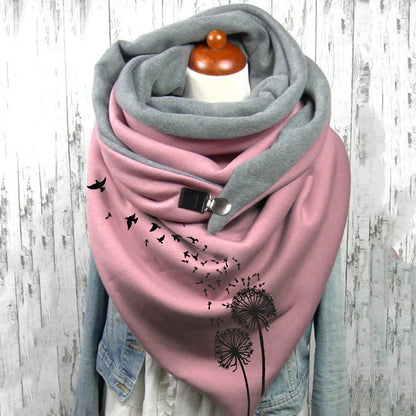 Fashion Scarf Graphic Music Note Print Square Scarves With Button Clasp Women Winter Warm Scarf Female Neck Warmer Blanket Wraps