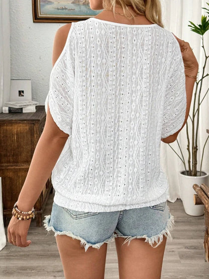 Simple Women's Fashion Blouses Spring Summer New Sexy Off-Shoulder Hollow Bat Short Sleeve T-Shirt Top For Women Casual Shirts