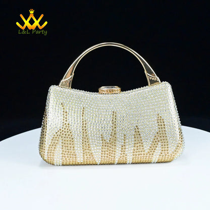 EtherealBe Gold Rhinestone Fashionable shoes and bag set