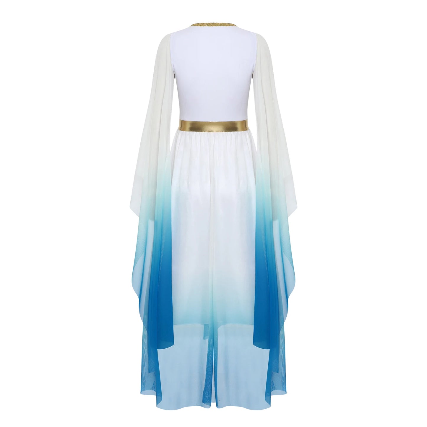 Women Halloween Ancient Greek Goddesses Queen Cosplay Costume Roman Toga Gold Trim Cape Tunic Dress Church Choir Worship Robe