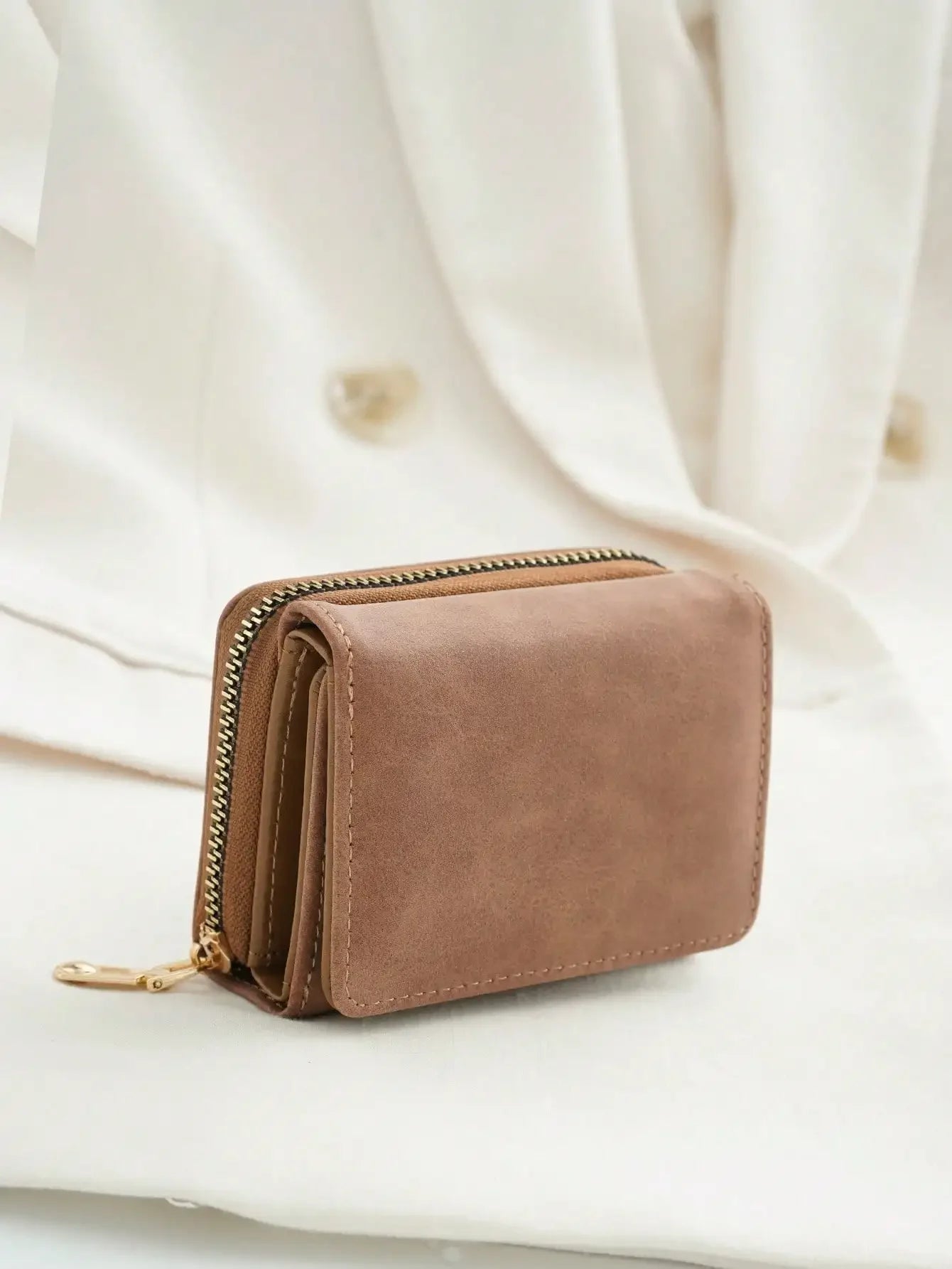 1pc Ladies' Short Wallet Suitable For Work & Business ID Card Credit Card For Christmas Gift For Young Girls Women White-Collar