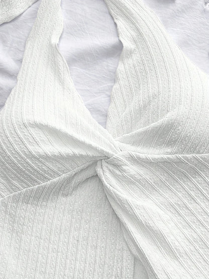 Spring and summer fashion new elegant solid color versatile halter vest single piece