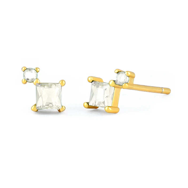925 Sterling Silver Needle Small Geometry Triangle Crystal Stud Earring for Woman Lovers' Couples Bling Simple Piercing Earrings