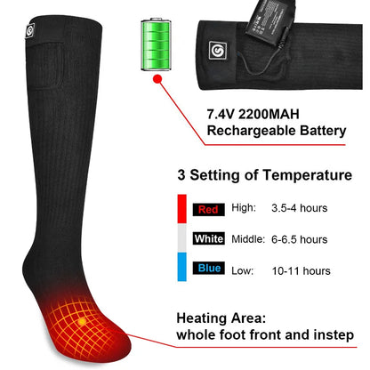 Savior Winter Heated Socks Rechargeable Heating Socks for 2200mah Heated Socks Warmth Outdoor Heated Boots Snowmobile Winter Ski
