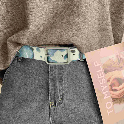Cow Pu Belt Print Women's Belts Adjustable Elasticity for Pants Western Imitation Cowgirl Jeans Woman