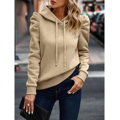 Autumn Winter Hoodies Sweatshirts Women Solid Color Long Sleeve   Casual Comfortable Pullovers Tops