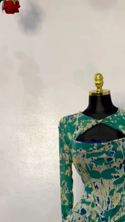 CM.YAYA Women Draped V-neck Cutout Front Ruched Stacked Bodycon Midi Long Maxi Dress 2025 Night Club Party Vestidos Sexy Dresses