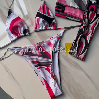 Luxury Design Women's Black Red Scarf Bikini Sets Letter Signature Logo Beachwear Designer Brand Lady Headband Swimsuit Swimwear