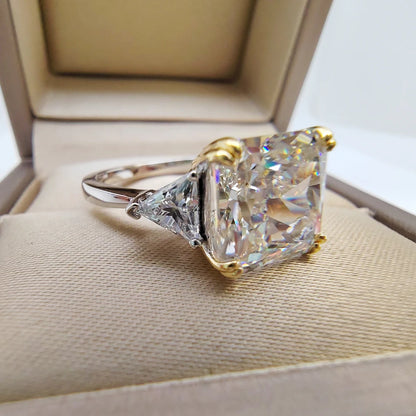 Luomansi 10*10MM Crushed Ice High Carbon Diamond Ring 100%-S925 Silver Ladies Jewelry Wedding Party Crystal Gift