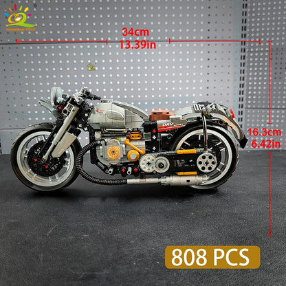 HUIQIBAO 808PCS MOC Technial Motorbike Building Model Blocks City Moto Racer Bricks Toy for Kids Boy Children Adult Car Set
