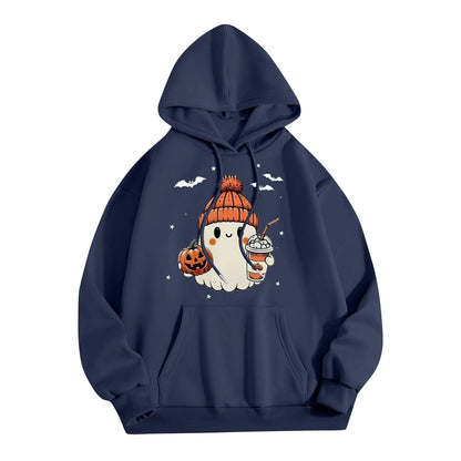 Women Halloween Printed Hoodie Casual Long Sleeve Sweatshirt Fashion Oversize Pullover Cozy Winter Streetwear Chic Loungewear