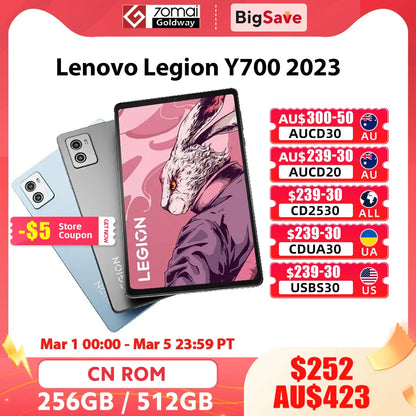 Original Lenovo LEGION Y700 2023 Snapdragon 8+ Octa Core 256GB / 512GB 144Hz Refresh Rate ZUI15 WIFI Gaming Tablet PC Lenovo Tab