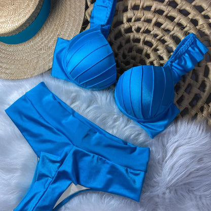 Sexy High Waist Bikini Swimsuit Brazilan Bikini Set Swimwear for Women High Leg Push Up Two Piece Bathing Suits Summer Female