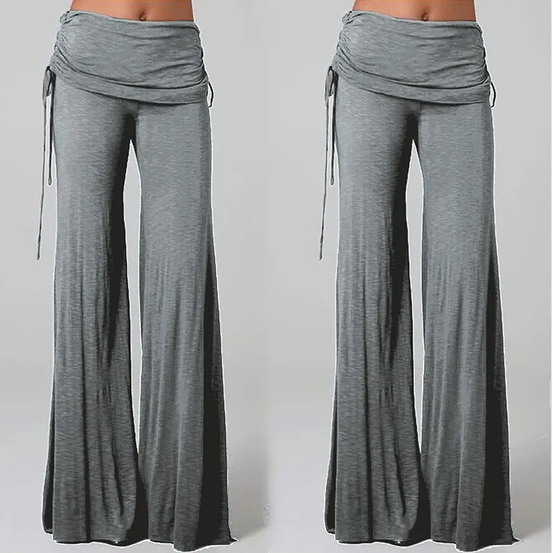 EtherealBe women's medieval cosplay pants in gray with a stylish wrap design and flared legs