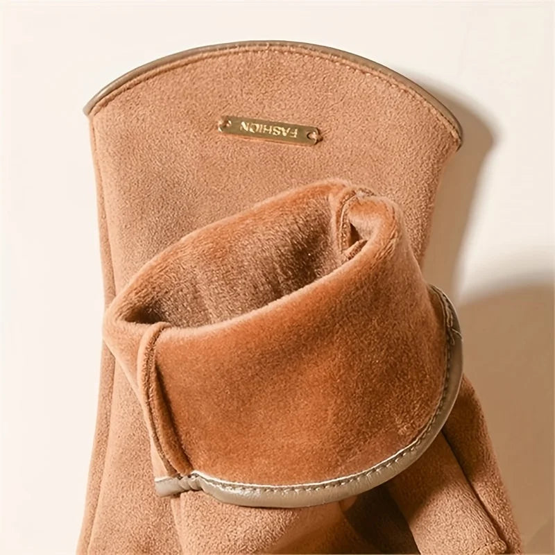 Winter Gloves for Women-Touchscreen Suede Leather Glove with Warm Fleece Lining Gifts
