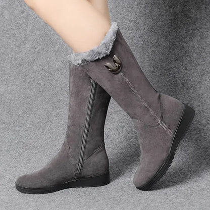 Warm Chelsea High Fur Boots Women 2025 Winter Shoes for Women Chunky Mid-calf Plush Snow Flat Boots ZIP Fashion Botas De Mujer