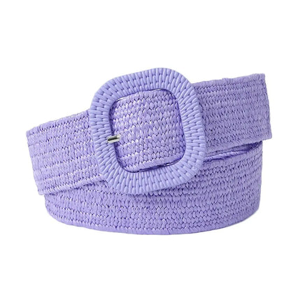 Fashion Wide Waistband Female Waist Belt Bohemian Braided Belts for Women Summer Patchwork Straw Woven Belt