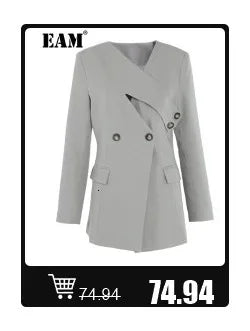 [EAM] Orange Big Size Casual Knitting Cardigan Sweater Lapel Long Sleeve Women New Fashion Tide Spring Autumn 2026 1DJ3315