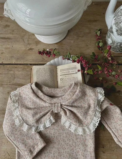 2024 Autumn New Baby Girl Long Sleeve T Shirts Infant Bow Bottoming Shirt Floral Casual Tops Toddler Kids Clothes Baby Tees