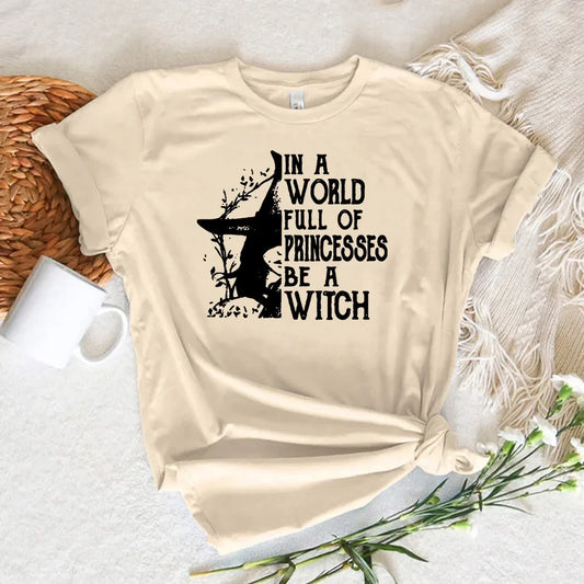 EtherealBe Halloween witch shirt women with stylish text design for casual fall outfits