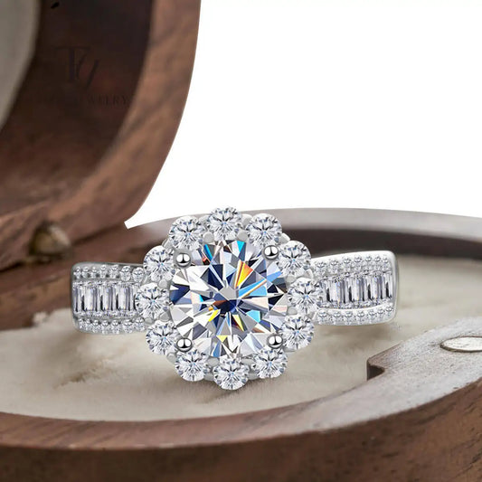 2 Carat Moissanite Ring D Color With Certificate 925 Sterling Silver Butterfly Flower Fairy Ring Engagement Gift Luxury Jewelry