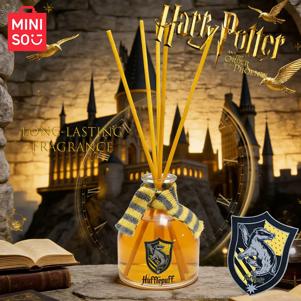 MINISO Harry Potter Series Magic Academy Flameless Aromatherapy with Reed Diffuser Bar Air Freshener Room Decoration