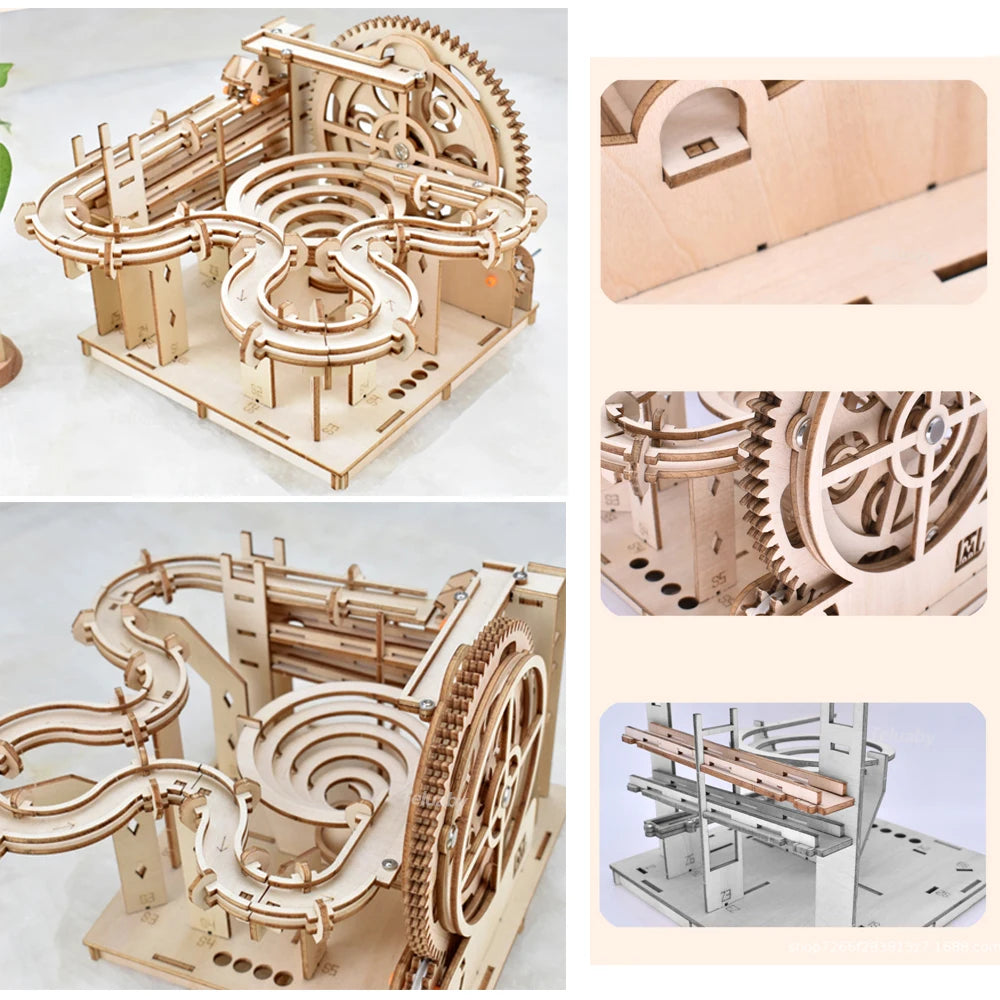 Chriyungel 3D Wooden Marble Run Puzzle DIY Building Model Kits Rolling Ball Track Brain Teaser Game Gift for Adults Teens Kids