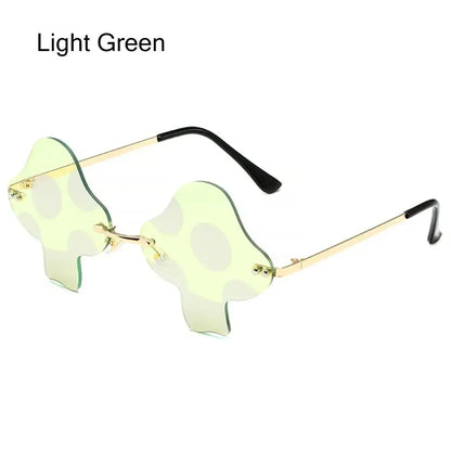 Mushroom Shape Sunglasses Irregular Rimless Sun Glasses Trendy Fun Sunglasses for Women Men Halloween Party Cosplay Eyewear