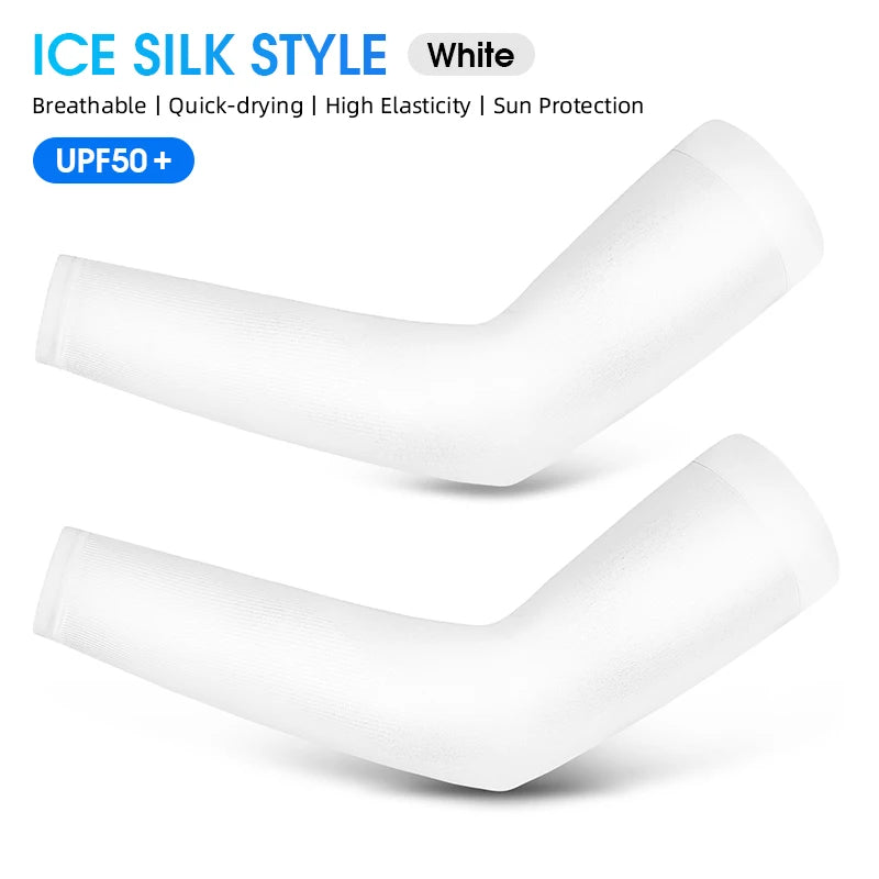 WEST BIKING Ice Silk Cyclig Sleeves Breathable Sun Protection Men Women Sports Arm Cover Fitness Running Fishing Cool Sleeves