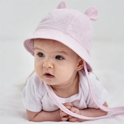 Spring Autumn Solid Color Soft Baby Bucket Hat Cotton Fisherman Hats Kids Summer Toddler Boy Girls Panama Sun Cap Children 0-12M