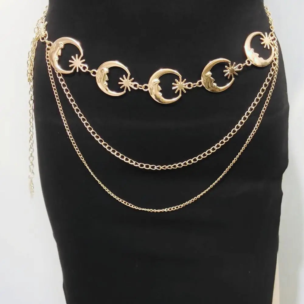 Punk Hip Hop Style All-match Waist Chain Sun Vintage Metal Womans Belt For Dress Vintage High Waist Chain Belt for Women