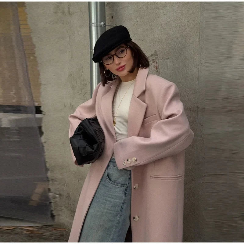 Single Breasted Women 's Winter Jacket Elegant Laple Pockets Thicken Full Sleeve Coats Female 2025 Autumn Winter Woman clothes