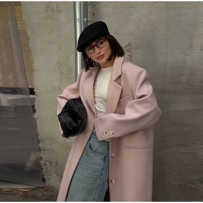 Single Breasted Women 's Winter Jacket Elegant Laple Pockets Thicken Full Sleeve Coats Female 2025 Autumn Winter Woman clothes