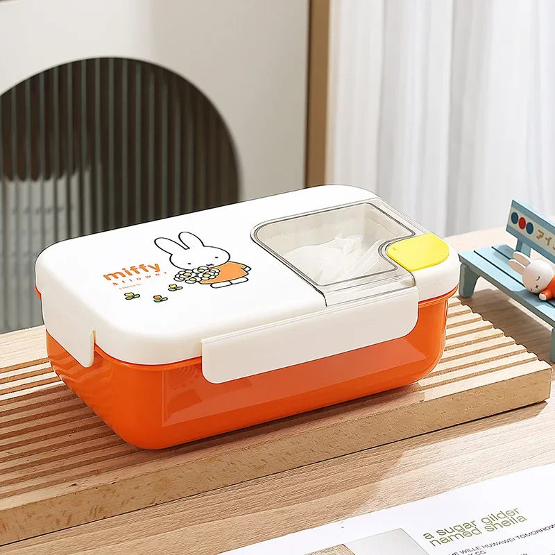 Kawaii Miffy Stainless Steel Divided Lunch Box Water Heated Student Lunch Box Cartoon Children's Lunchbox Christmas Gift Toys